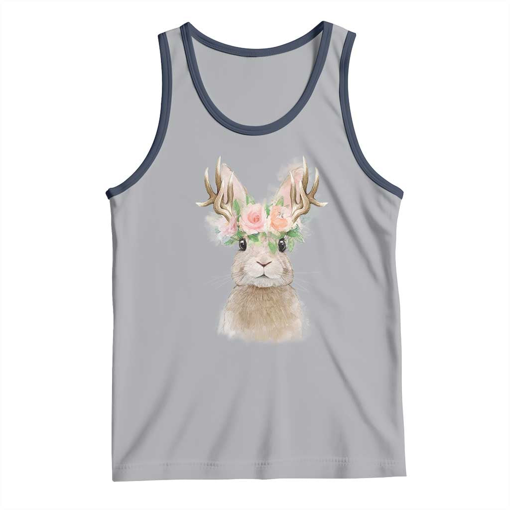 Ostara Pagan Eostre Easter Day Tank Top Rabbit Wolpertinger Spring Equinox Festival TS11 Athletic Heather Navy Print Your Wear