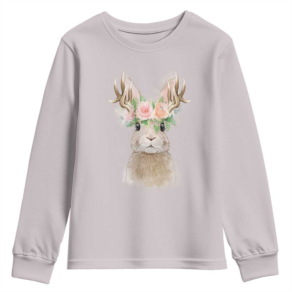 Ostara Pagan Eostre Easter Day Youth Sweatshirt Rabbit Wolpertinger Spring Equinox Festival TS11 Ice Gray Print Your Wear