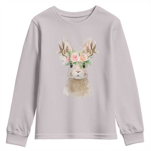 Ostara Pagan Eostre Easter Day Youth Sweatshirt Rabbit Wolpertinger Spring Equinox Festival TS11 Ice Gray Print Your Wear