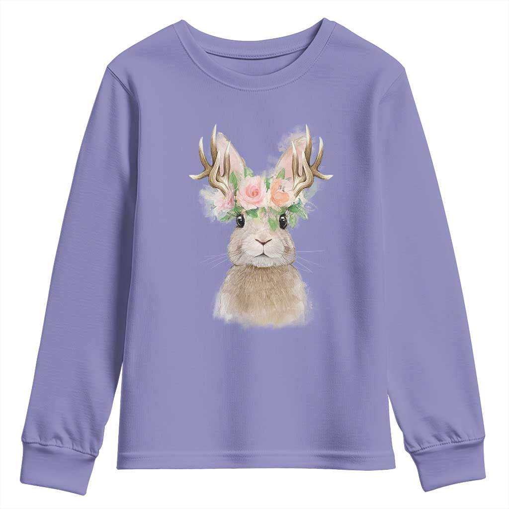 Ostara Pagan Eostre Easter Day Youth Sweatshirt Rabbit Wolpertinger Spring Equinox Festival TS11 Violet Print Your Wear