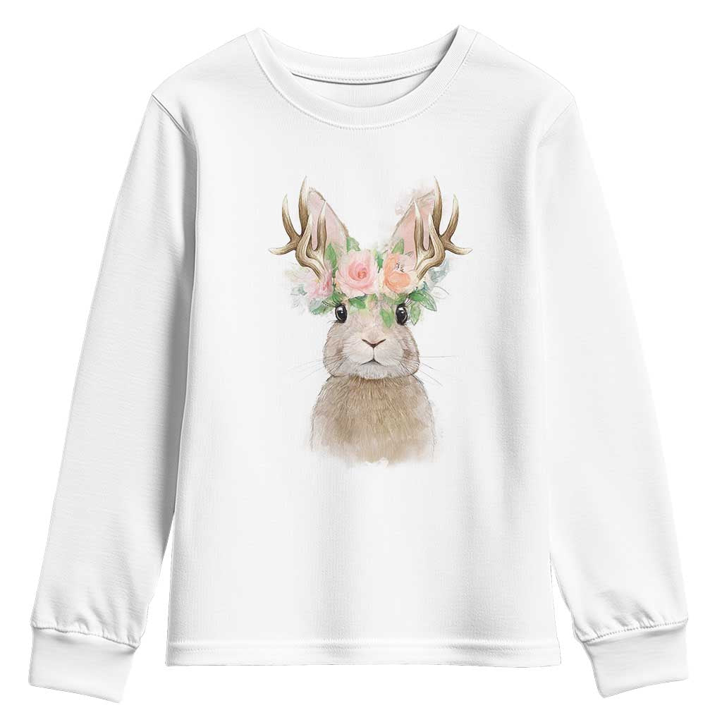 Ostara Pagan Eostre Easter Day Youth Sweatshirt Rabbit Wolpertinger Spring Equinox Festival TS11 White Print Your Wear