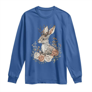 Easter Day Jackalope Vintage Floral Cottagecore Long Sleeve Shirt TS11 Royal Blue Print Your Wear