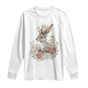 Easter Day Jackalope Vintage Floral Cottagecore Long Sleeve Shirt TS11 White Print Your Wear