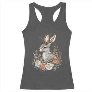 Easter Day Jackalope Vintage Floral Cottagecore Racerback Tank Top TS11 Dark Heather Print Your Wear