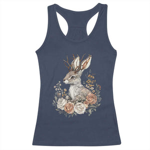 Easter Day Jackalope Vintage Floral Cottagecore Racerback Tank Top TS11 Navy Print Your Wear