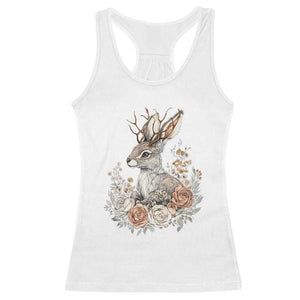 Easter Day Jackalope Vintage Floral Cottagecore Racerback Tank Top TS11 White Print Your Wear