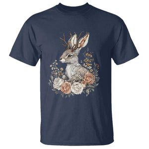 Easter Day Jackalope Vintage Floral Cottagecore T Shirt TS11 Navy Print Your Wear
