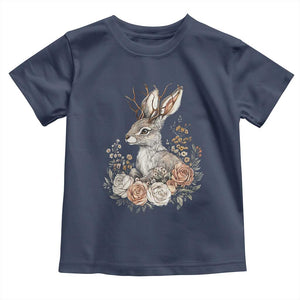 Easter Day Jackalope Vintage Floral Cottagecore Toddler T Shirt TS11 Navy Print Your Wear