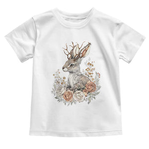 Easter Day Jackalope Vintage Floral Cottagecore Toddler T Shirt TS11 White Print Your Wear