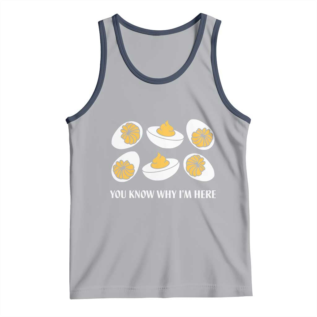 Funny Easter Day Thanksgiving Deviled Egg Tank Top You Know Why I'm Here TS11 Athletic Heather Navy Print Your Wear
