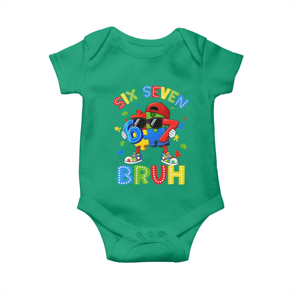 67 Autism Awareness Baby Onesie Funny Six Seven Bruh Autistic Puzzle Kids Boys TS11 Irish Green Print Your Wear