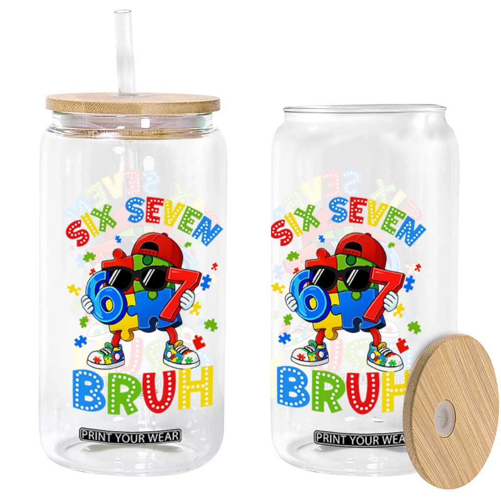 67 Autism Awareness Glass Can Funny Six Seven Bruh Autistic Puzzle Kids Boys TS11 Print Your Wear