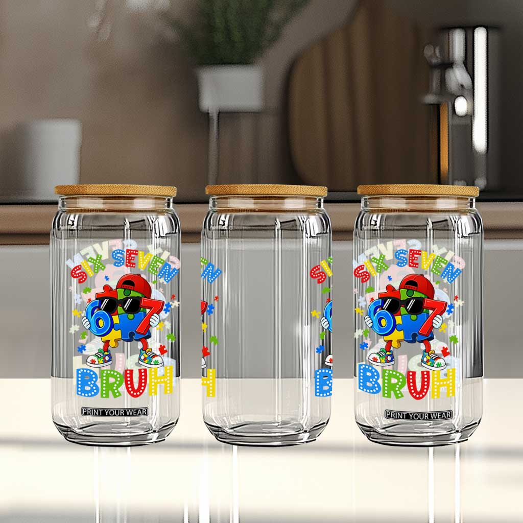 67 Autism Awareness Glass Can Funny Six Seven Bruh Autistic Puzzle Kids Boys TS11 Print Your Wear