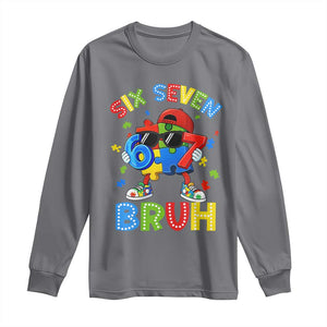 67 Autism Awareness Long Sleeve Shirt Funny Six Seven Bruh Autistic Puzzle Kids Boys TS11 Charcoal Print Your Wear