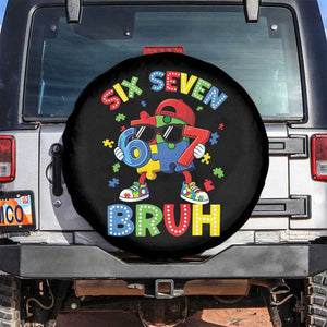 67 Autism Awareness Spare Tire Cover Funny Six Seven Bruh Autistic Puzzle Kids Boys TS11 No hole Black Print Your Wear