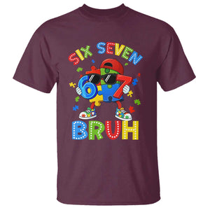 67 Autism Awareness T Shirt Funny Six Seven Bruh Autistic Puzzle Kids Boys TS11 Maroon Print Your Wear