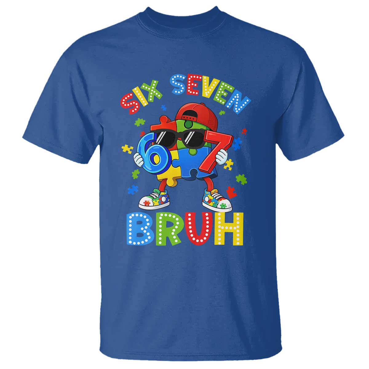 67 Autism Awareness T Shirt Funny Six Seven Bruh Autistic Puzzle Kids Boys TS11 Royal Blue Print Your Wear