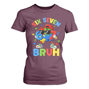 67 Autism Awareness T Shirt For Women Funny Six Seven Bruh Autistic Puzzle Kids Boys TS11 Maroon Print Your Wear