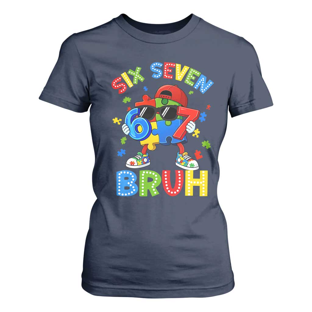 67 Autism Awareness T Shirt For Women Funny Six Seven Bruh Autistic Puzzle Kids Boys TS11 Navy Print Your Wear