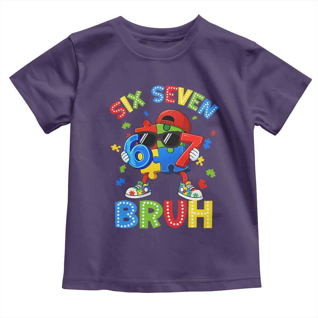 67 Autism Awareness Toddler T Shirt Funny Six Seven Bruh Autistic Puzzle Kids Boys TS11 Purple Print Your Wear