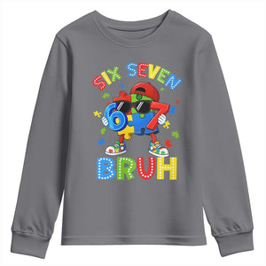 67 Autism Awareness Youth Sweatshirt Funny Six Seven Bruh Autistic Puzzle Kids Boys TS11 Charcoal Print Your Wear