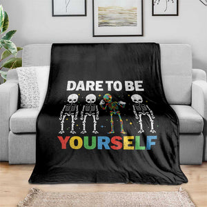 Autism Awareness 67 Throw Blanket Dare To Be Yourself Six Seven Autism Skeleton TS11 Print Your Wear
