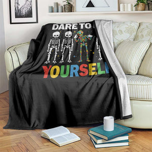Autism Awareness 67 Throw Blanket Dare To Be Yourself Six Seven Autism Skeleton TS11 Print Your Wear