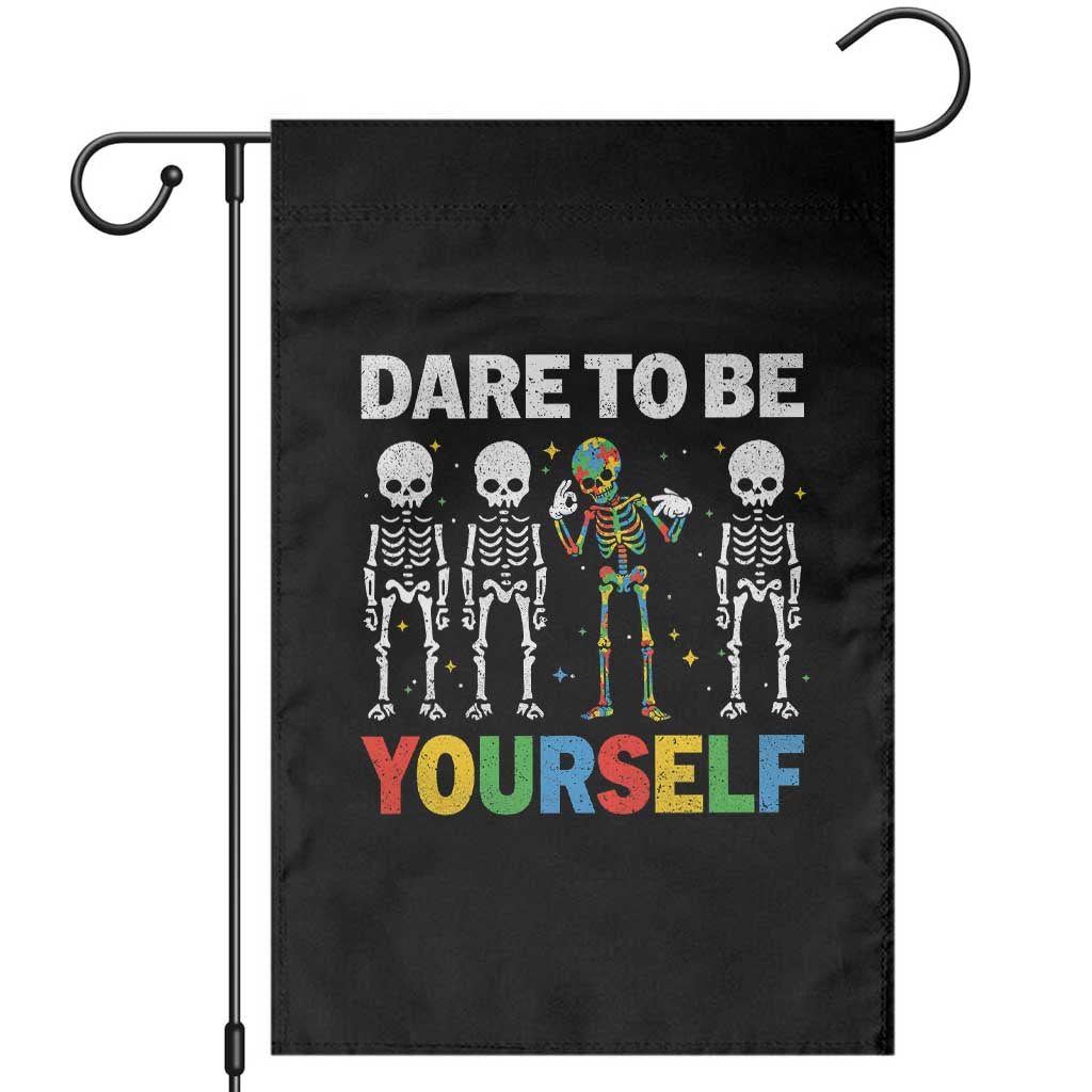 Autism Awareness 67 Garden Flag Dare To Be Yourself Six Seven Autism Skeleton TS11 Black Print Your Wear