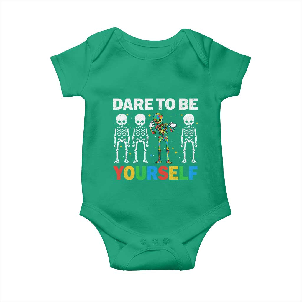 Autism Awareness 67 Baby Onesie Dare To Be Yourself Six Seven Autism Skeleton TS11 Irish Green Print Your Wear