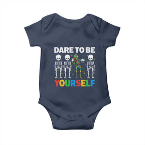 Autism Awareness 67 Baby Onesie Dare To Be Yourself Six Seven Autism Skeleton TS11 Navy Print Your Wear