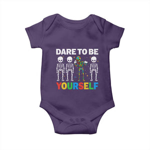 Autism Awareness 67 Baby Onesie Dare To Be Yourself Six Seven Autism Skeleton TS11 Purple Print Your Wear