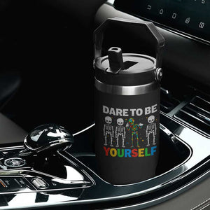 Autism Awareness 67 Flip Straw Tumbler Dare To Be Yourself Six Seven Autism Skeleton TS11 Print Your Wear