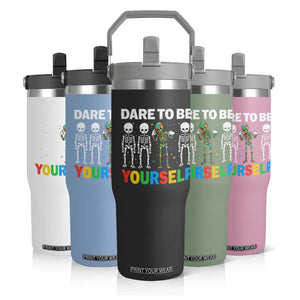 Autism Awareness 67 Flip Straw Tumbler Dare To Be Yourself Six Seven Autism Skeleton TS11 Print Your Wear