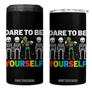 Autism Awareness 67 4 in 1 Can Cooler Tumbler Dare To Be Yourself Six Seven Autism Skeleton TS11 One Size: 16 oz Black Print Your Wear