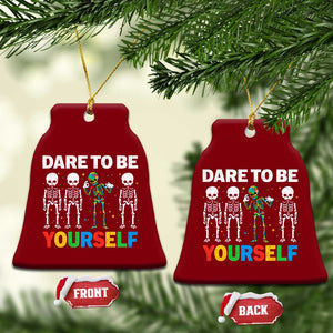 Autism Awareness 67 Ceramic Ornament Dare To Be Yourself Six Seven Autism Skeleton TS11 Print Your Wear