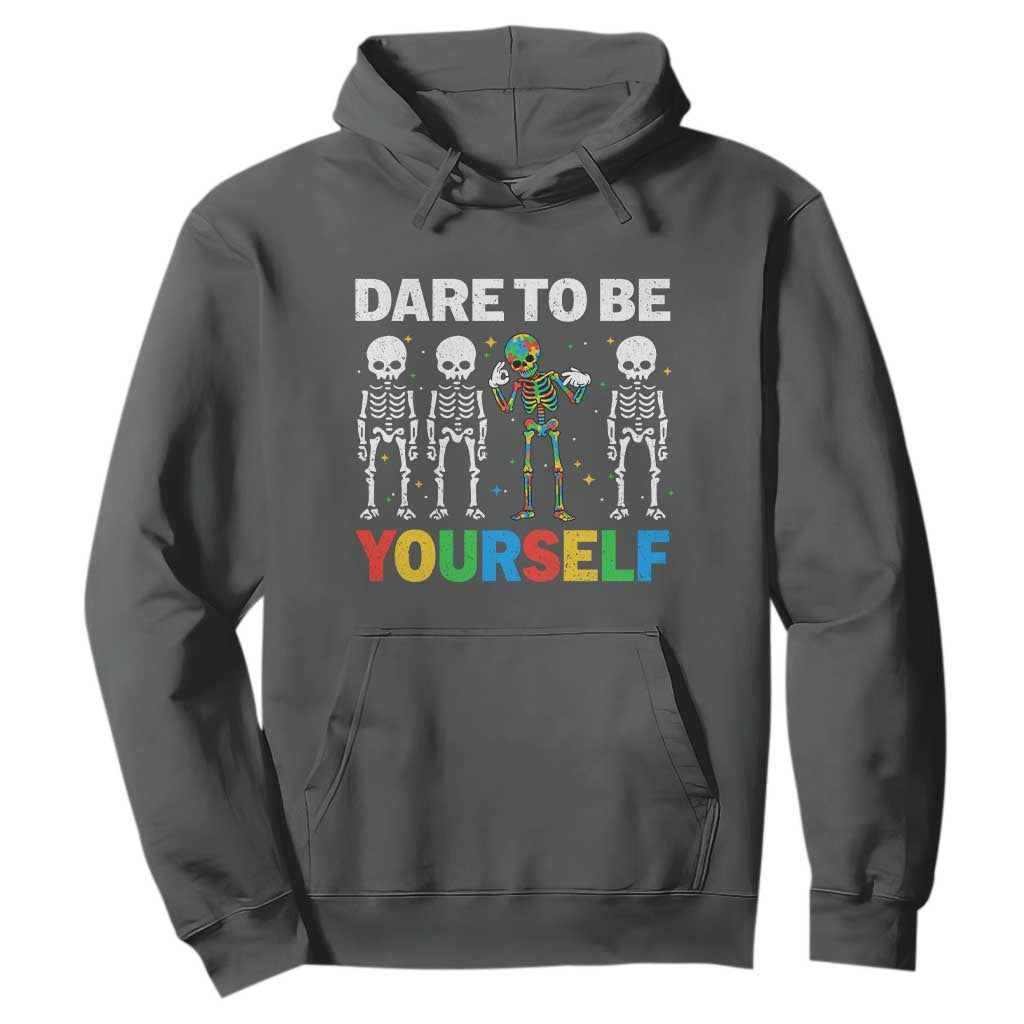 Autism Awareness 67 Hoodie Dare To Be Yourself Six Seven Autism Skeleton TS11 Dark Heather Print Your Wear