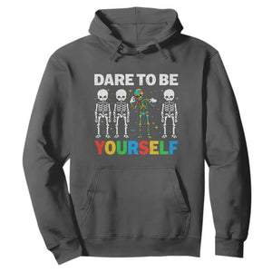 Autism Awareness 67 Hoodie Dare To Be Yourself Six Seven Autism Skeleton TS11 Dark Heather Print Your Wear