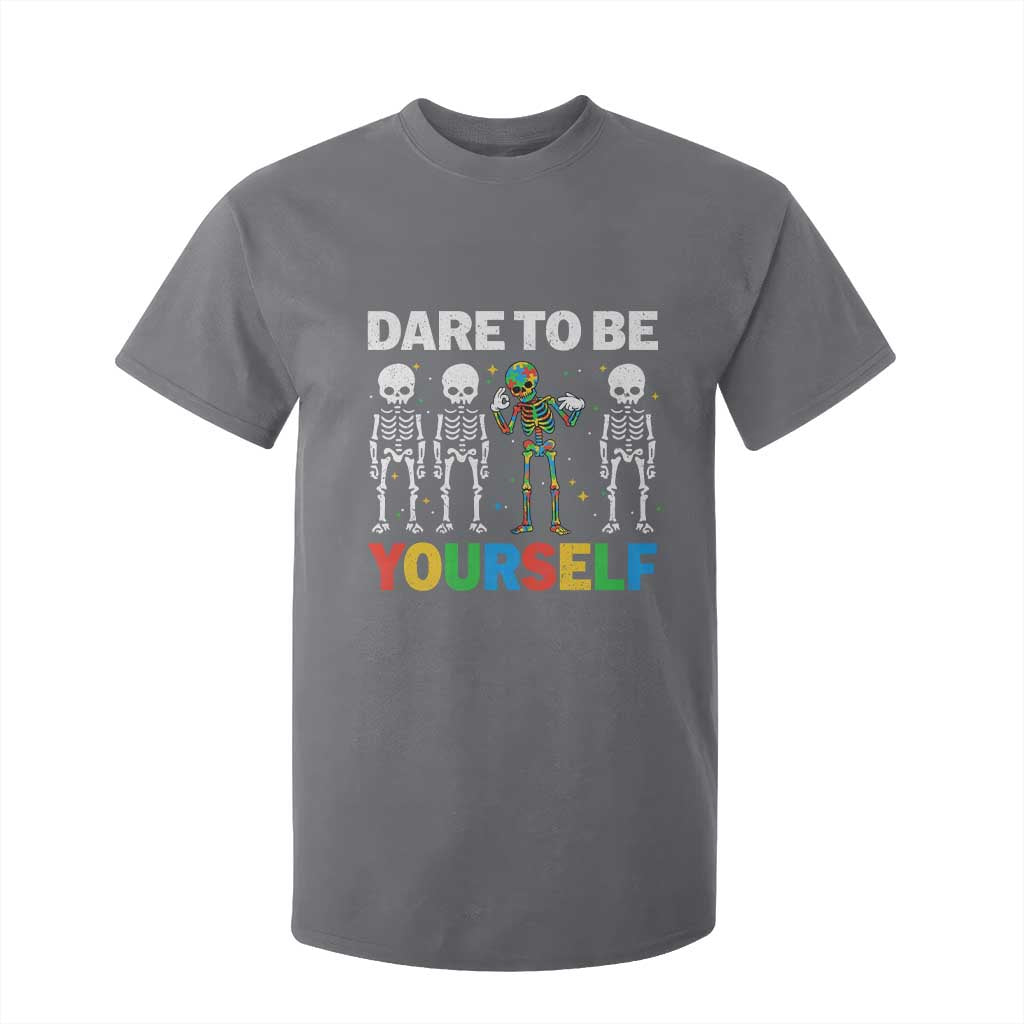 Autism Awareness 67 T Shirt For Kid Dare To Be Yourself Six Seven Autism Skeleton TS11 Charcoal Print Your Wear