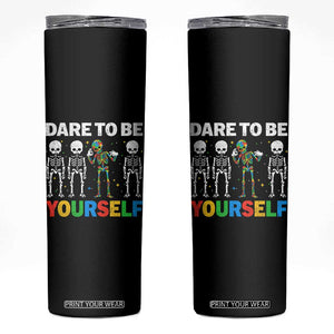 Autism Awareness 67 Skinny Tumbler Dare To Be Yourself Six Seven Autism Skeleton TS11 Black Print Your Wear