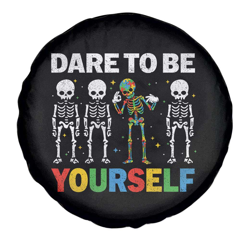 Autism Awareness 67 Spare Tire Cover Dare To Be Yourself Six Seven Autism Skeleton TS11 Print Your Wear