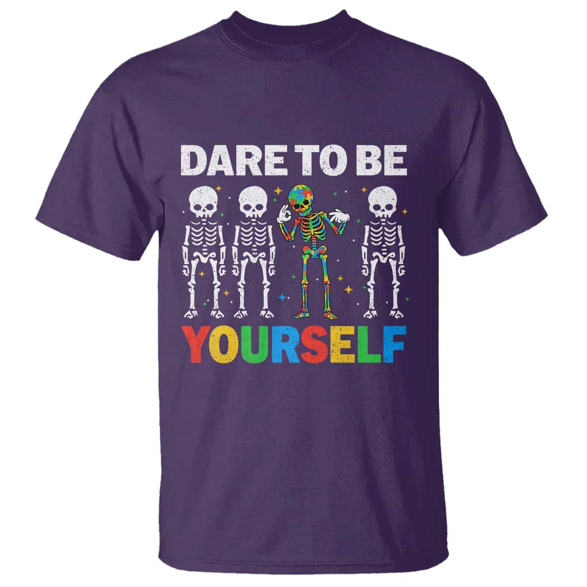 Autism Awareness 67 T Shirt Dare To Be Yourself Six Seven Autism Skeleton TS11 Purple Print Your Wear
