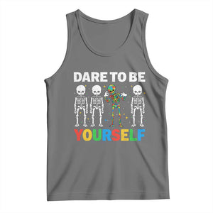 Autism Awareness 67 Tank Top Dare To Be Yourself Six Seven Autism Skeleton TS11 Black Heather Print Your Wear
