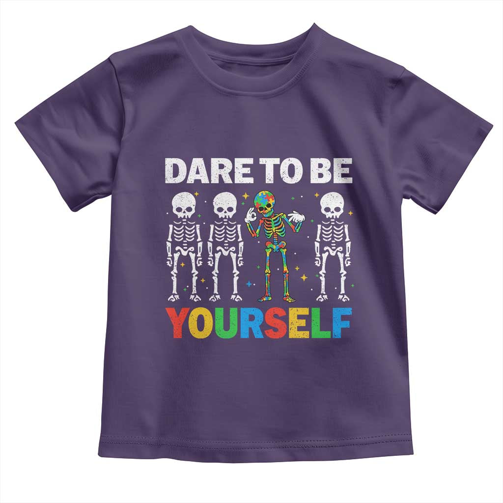 Autism Awareness 67 Toddler T Shirt Dare To Be Yourself Six Seven Autism Skeleton TS11 Purple Print Your Wear