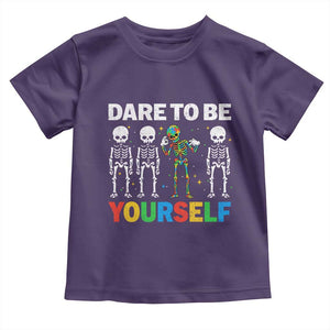 Autism Awareness 67 Toddler T Shirt Dare To Be Yourself Six Seven Autism Skeleton TS11 Purple Print Your Wear