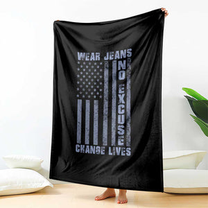 Denim Day Awareness Throw Blanket Wear Jeans No Excuse Change Lives Vintage American Flag TS11 Print Your Wear