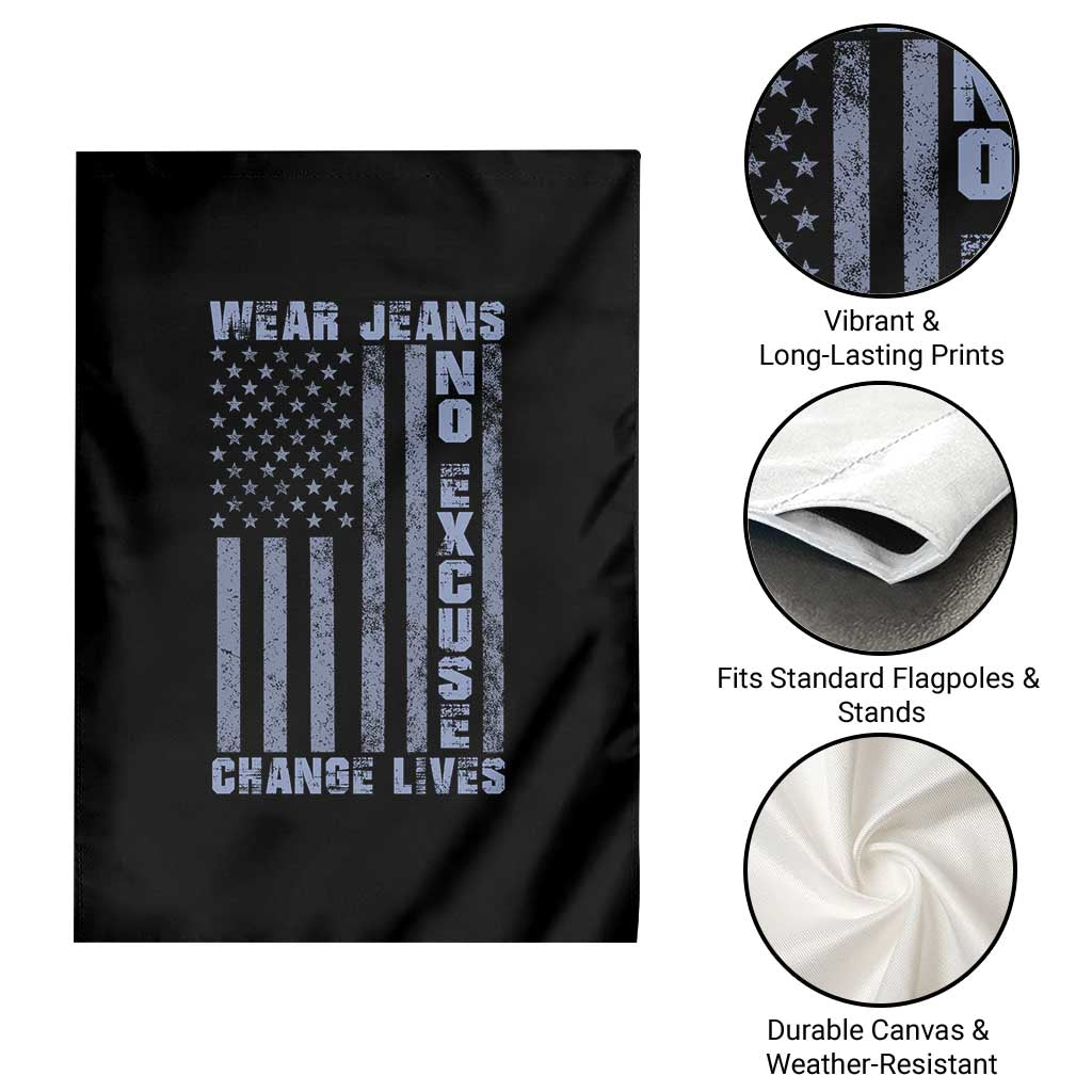 Denim Day Awareness Garden Flag Wear Jeans No Excuse Change Lives Vintage American Flag TS11 Print Your Wear