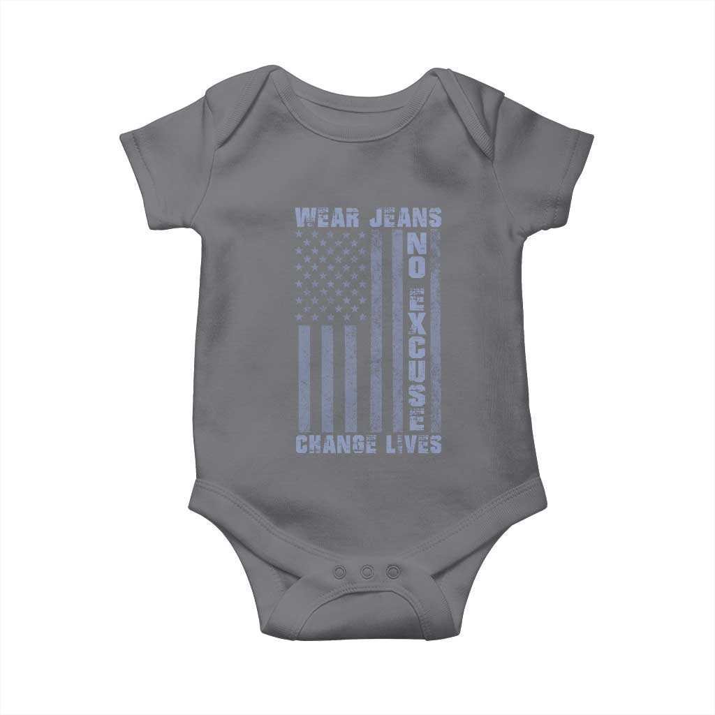 Denim Day Awareness Baby Onesie Wear Jeans No Excuse Change Lives Vintage American Flag TS11 Charcoal Print Your Wear