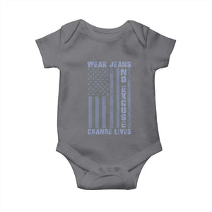 Denim Day Awareness Baby Onesie Wear Jeans No Excuse Change Lives Vintage American Flag TS11 Charcoal Print Your Wear