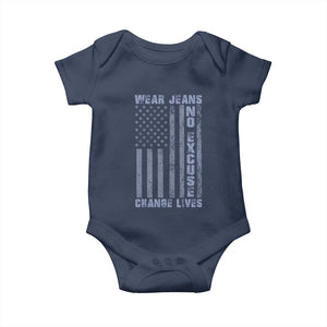 Denim Day Awareness Baby Onesie Wear Jeans No Excuse Change Lives Vintage American Flag TS11 Navy Print Your Wear