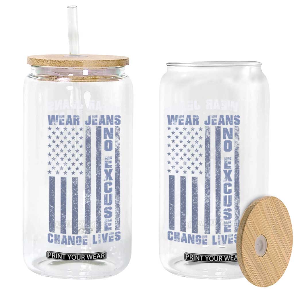 Denim Day Awareness Glass Can Wear Jeans No Excuse Change Lives Vintage American Flag TS11 Print Your Wear